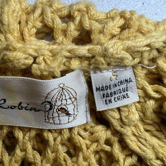 Charlie & Robin Anthropologie Butter Yellow Open-Knit Cardigan Sweater Size S - Picture 4 of 7